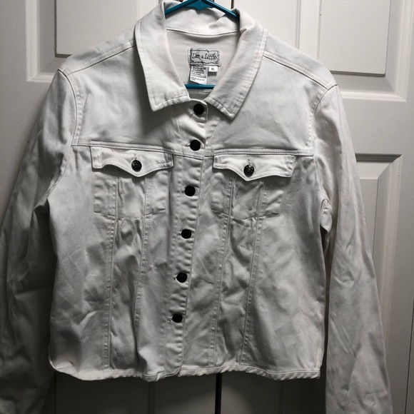 Women’s White Stretch Denim Jean Jacket by Live A Little Size XL - Picture 5 of 12